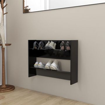 Gossi pantofar de perete, negru, 80x18x60 cm, pal