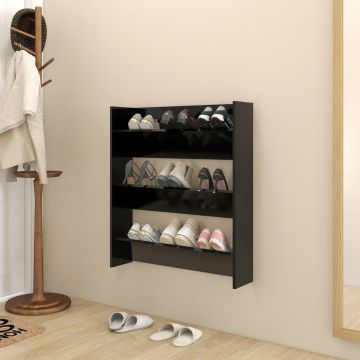 Gossi pantofar de perete, negru, 80x18x90 cm, pal