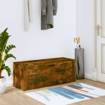 Gossi pantofar de perete, stejar fumuriu, 100x35x38 cm lemn prelucrat