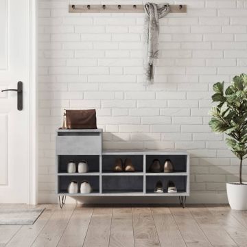 Gossi pantofar, gri beton, 102x36x60 cm, lemn prelucrat