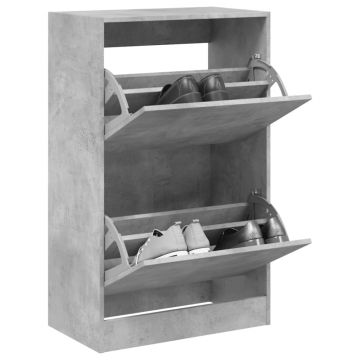 Gossi pantofar, gri beton, 60x34x96,5 cm, lemn compozit