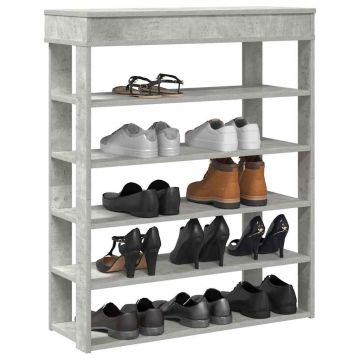 Gossi pantofar, gri beton, 80x30x98 cm, lemn prelucrat