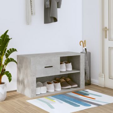 Gossi pantofar, gri beton, 80x35x45 cm, lemn prelucrat