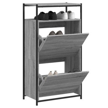 Gossi pantofar, gri sonoma, 60x34x112 cm, lemn prelucrat