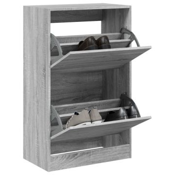 Gossi pantofar, gri sonoma, 60x34x96,5 cm, lemn compozit