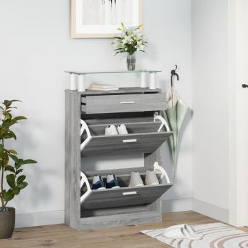 Gossi pantofar, gri sonoma, 63x24x104 cm, lemn prelucrat
