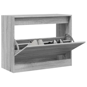 Gossi pantofar, gri sonoma, 80x34x63 cm, lemn prelucrat