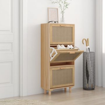 Gossi pantofar, maro, 52x25x115 cm, lemn prelucrat si ratan natural