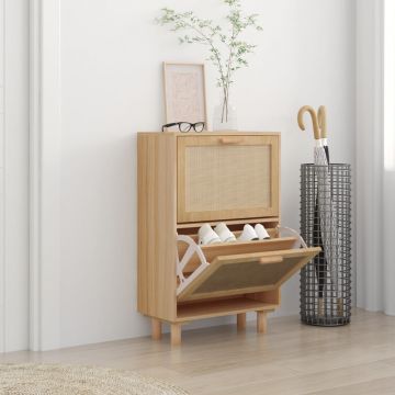 Gossi pantofar, maro, 52x25x80 cm, lemn prelucrat si ratan natural