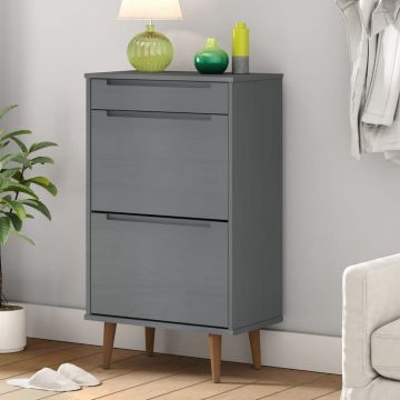 Gossi pantofar molde, gri, 59,5x35x103 cm, lemn masiv de pin