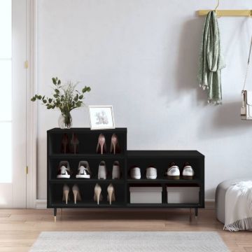 Gossi pantofar, negru, 102x36x60 cm, lemn compozit