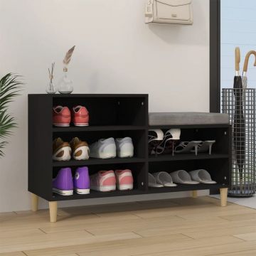 Gossi pantofar, negru, 102x36x60 cm, lemn compozit
