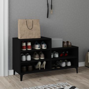 Gossi pantofar, negru, 102x36x60 cm, lemn compozit
