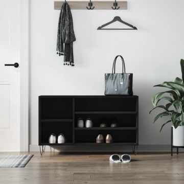 Gossi pantofar, negru, 102x36x60 cm, lemn compozit