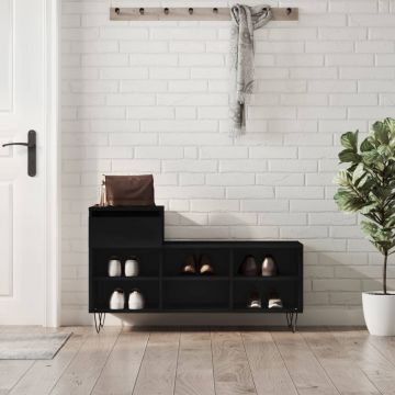 Gossi pantofar, negru, 102x36x60 cm, lemn compozit