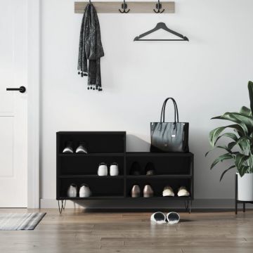 Gossi pantofar, negru, 102x36x60 cm, lemn compozit
