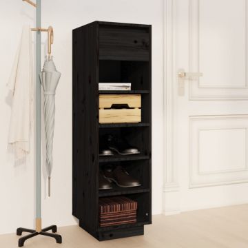 Gossi pantofar, negru, 34x30x105 cm, lemn masiv de pin