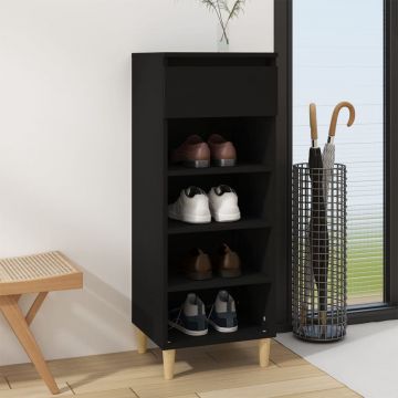 Gossi pantofar, negru, 40x36x105 cm, lemn compozit