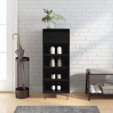 Gossi pantofar, negru, 40x36x105 cm, lemn compozit