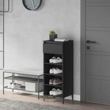 Gossi pantofar, negru, 40x36x105 cm, lemn prelucrat