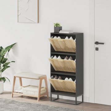 Gossi pantofar, negru, 52x25x120 cm, lemn prelucrat
