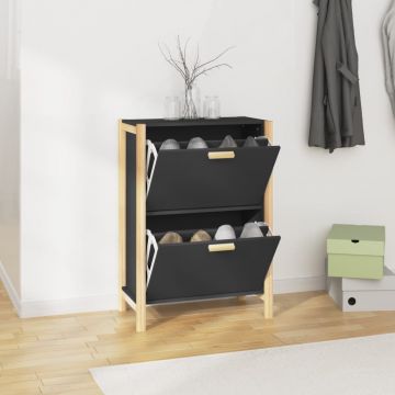 Gossi pantofar, negru, 57,5x33x80 cm, lemn prelucrat