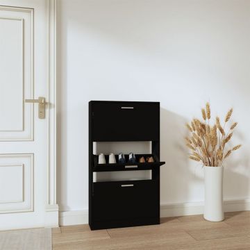 Gossi pantofar, negru, 59x17x108 cm, lemn compozit