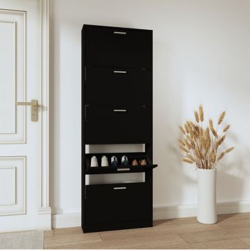 Gossi pantofar, negru, 59x17x169 cm, lemn compozit