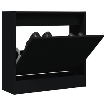 Gossi pantofar, negru, 60x21x57 cm, lemn compozit