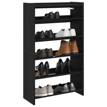 Gossi pantofar, negru, 60x25x100 cm, lemn prelucrat