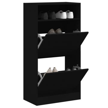 Gossi pantofar, negru, 60x34x116 cm, lemn compozit