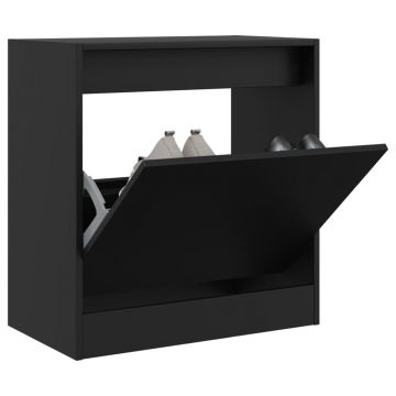 Gossi pantofar, negru, 60x34x63,5 cm, lemn compozit
