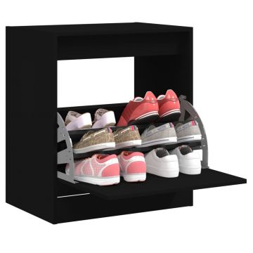 Gossi pantofar, negru, 60x42x69 cm, lemn compozit