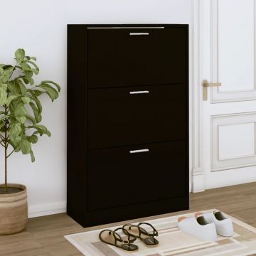 Gossi pantofar, negru, 63x24x103 cm, lemn compozit