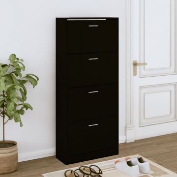 Gossi pantofar, negru, 63x24x147 cm, lemn compozit