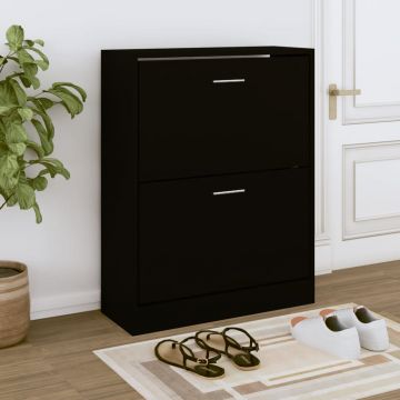 Gossi pantofar, negru, 63x24x81 cm, lemn compozit