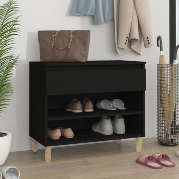 Gossi pantofar, negru, 70x36x60 cm, lemn prelucrat