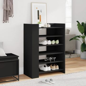 Gossi pantofar, negru, 74,5x37,5x100 cm, lemn prelucrat
