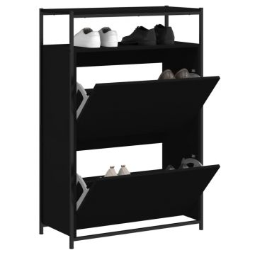 Gossi pantofar, negru, 75x34x112 cm, lemn compozit
