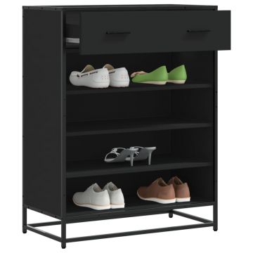 Gossi pantofar, negru, 75x38x97,5 cm, lemn prelucrat/metal