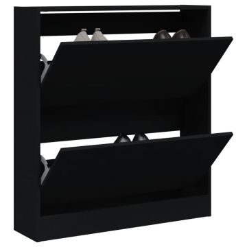 Gossi pantofar, negru, 80x21x87,5 cm, lemn compozit