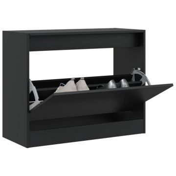 Gossi pantofar, negru, 80x34x63 cm, lemn compozit