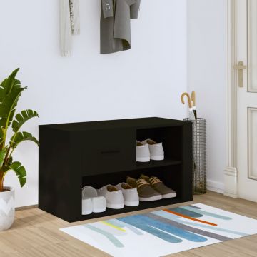 Gossi pantofar, negru, 80x35x45 cm, lemn compozit