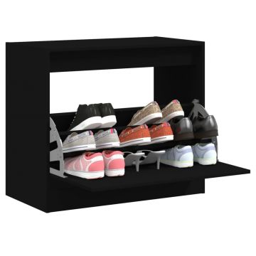 Gossi pantofar, negru, 80x42x69 cm, lemn prelucrat
