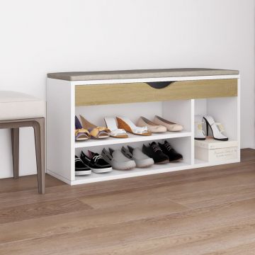Gossi pantofar, perna, alb/stejar sonoma, 104x30x49 cm lemn prelucrat
