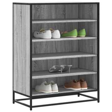 Gossi pantofar, sonoma gri, 75x38x97,5 cm, lemn prelucrat/metal
