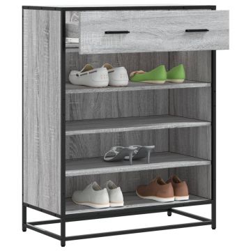 Gossi pantofar, sonoma gri, 75x38x97,5 cm, lemn prelucrat/metal