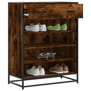 Gossi pantofar, stejar fumuriu, 75x38x97,5 cm, lemn prelucrat/metal