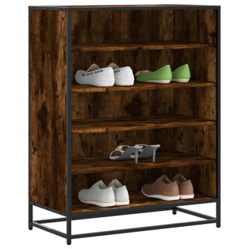 Gossi pantofar, stejar fumuriu, 75x38x97,5 cm, lemn prelucrat/metal