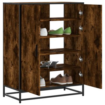 Gossi pantofar, stejar fumuriu, 75x38x97,5 cm, lemn prelucrat/metal